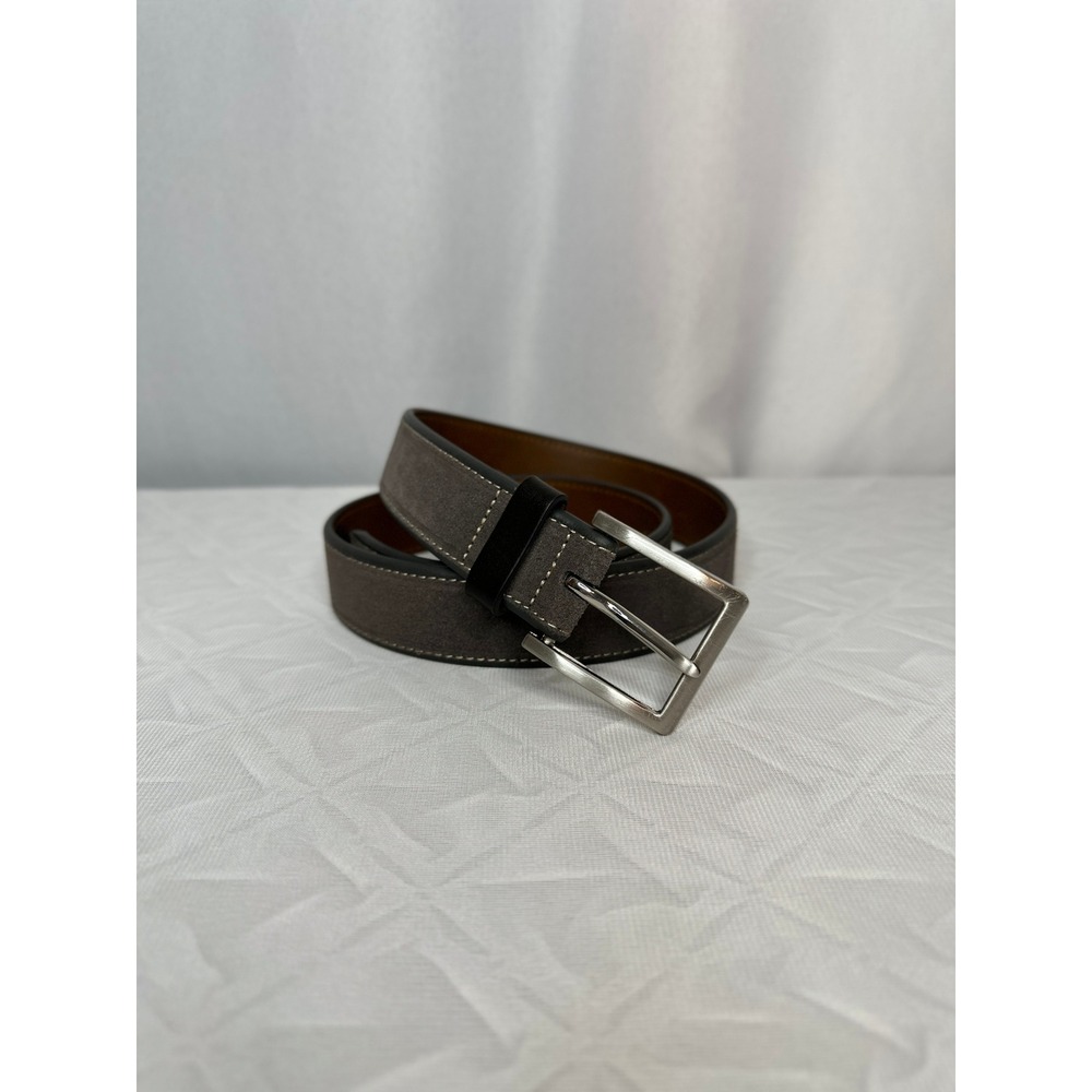 Johnston & Murphy Perfed Gray Suede Belt Size 34 Preppy Classic Office Business